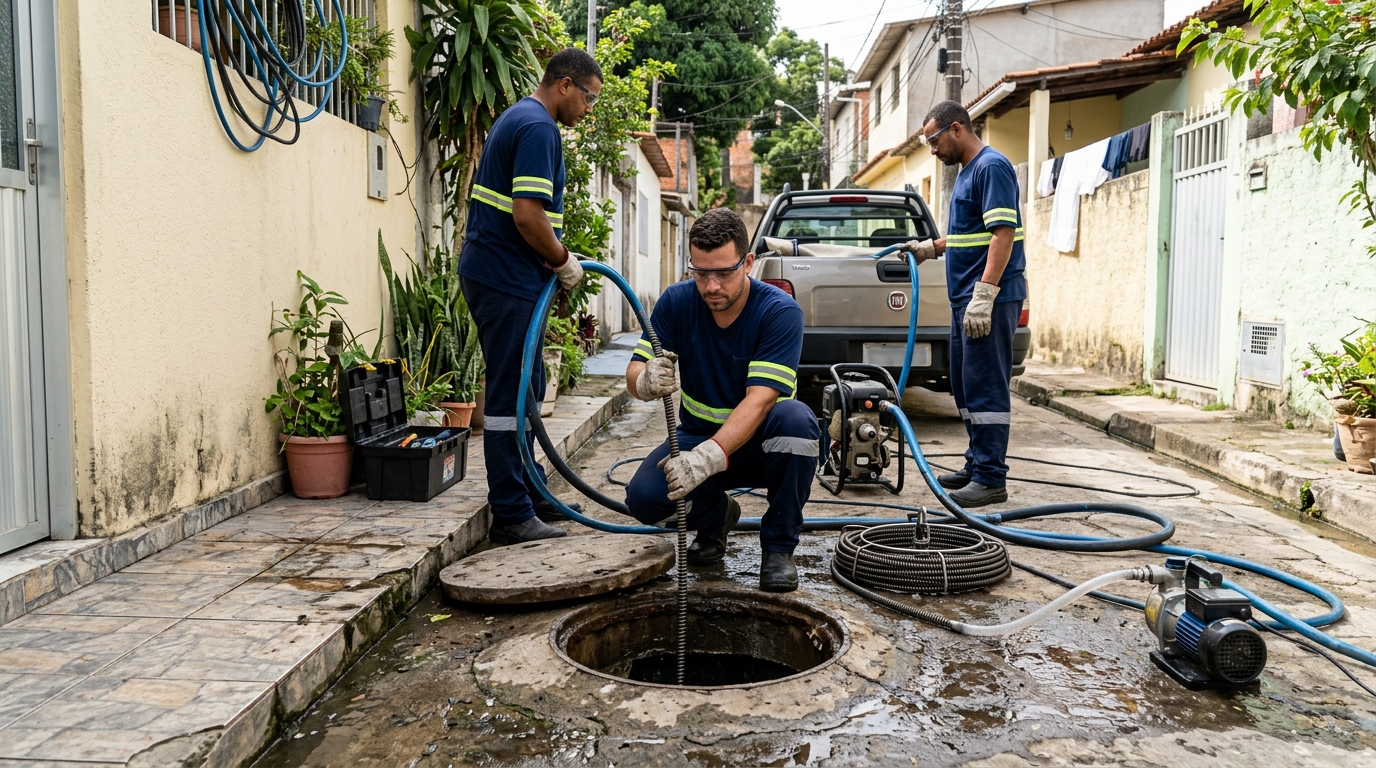 Desentupimento de esgoto com hidrojateamento em Teresina-PI