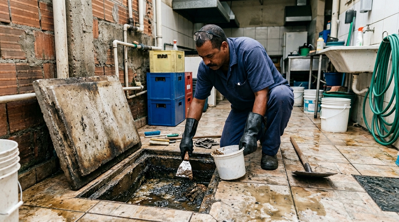 Limpeza de caixa de gordura residencial em Teresina-PI